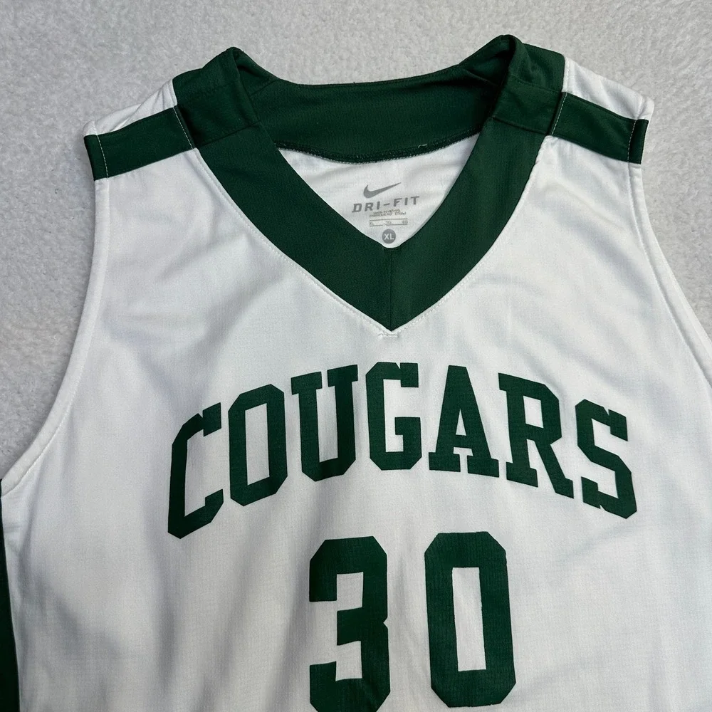 Nike Team Dri-Fit Cougars Basketball Jersey Men XL White/ Green #30‎